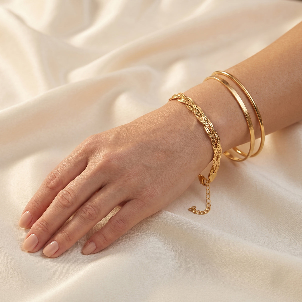 Yellow Gold Plated Sterling Silver Treccia Vintage Bracelet (Size - 7+1 Ext) with Lobster Clasp V32491896 2