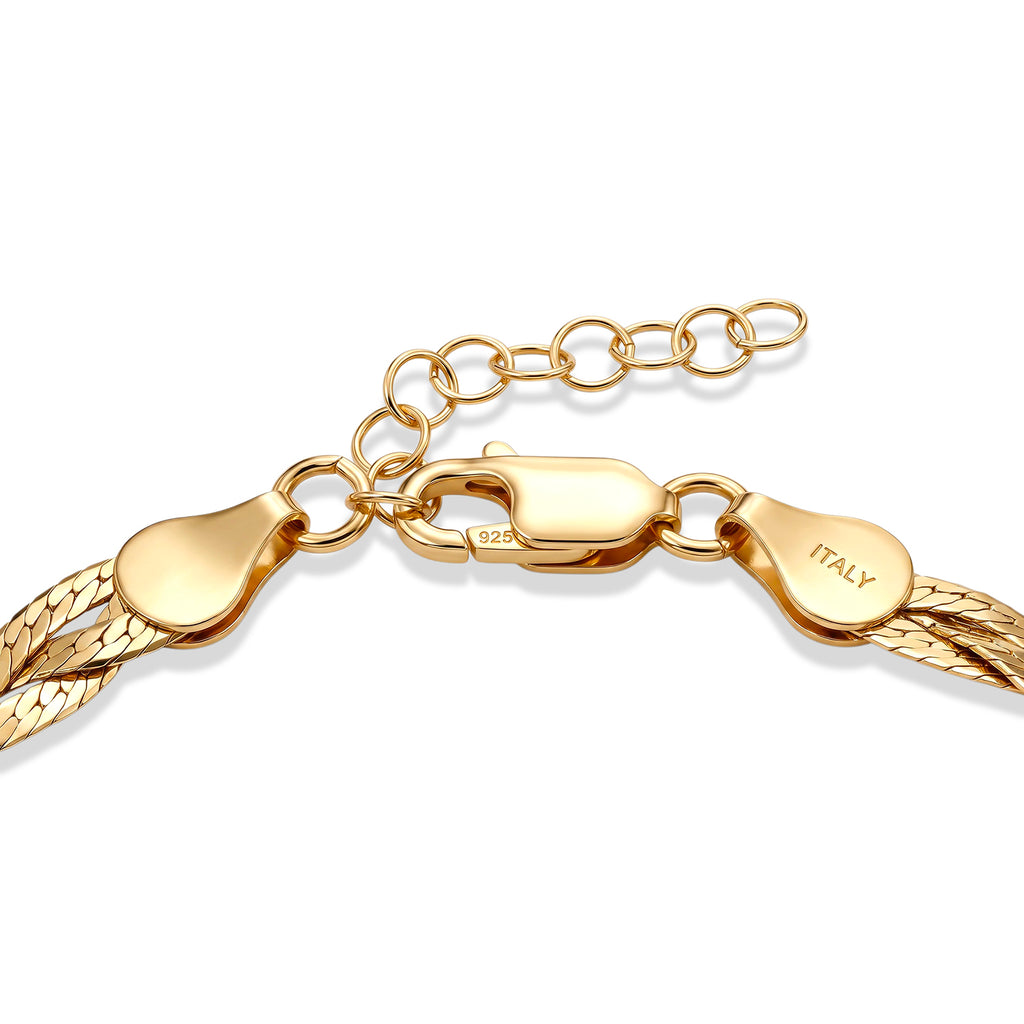 Yellow Gold Plated Sterling Silver Treccia Vintage Bracelet (Size - 7+1 Ext) with Lobster Clasp_8616366_4