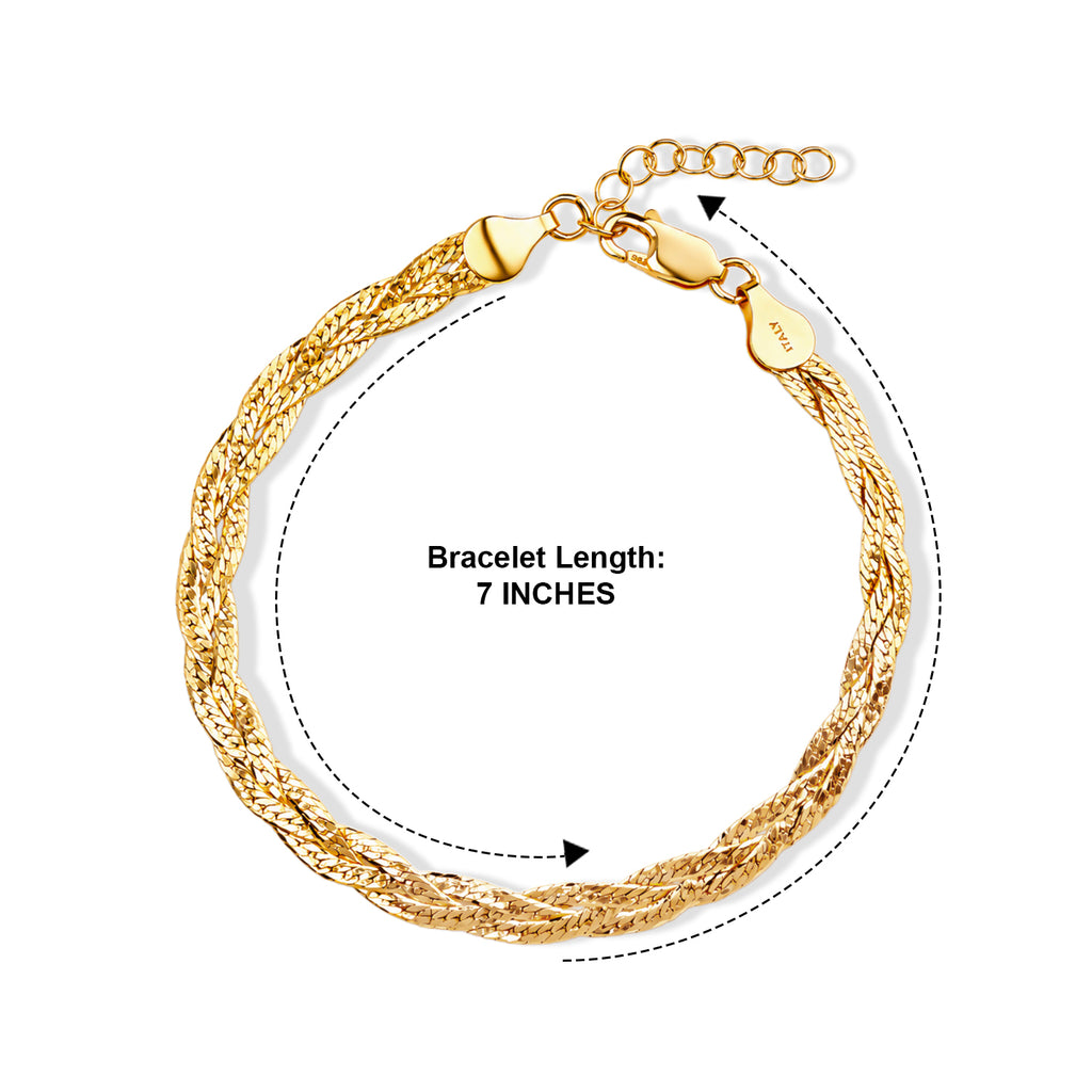 Yellow Gold Plated Sterling Silver Treccia Vintage Bracelet (Size - 7+1 Ext) with Lobster Clasp_8616366_5