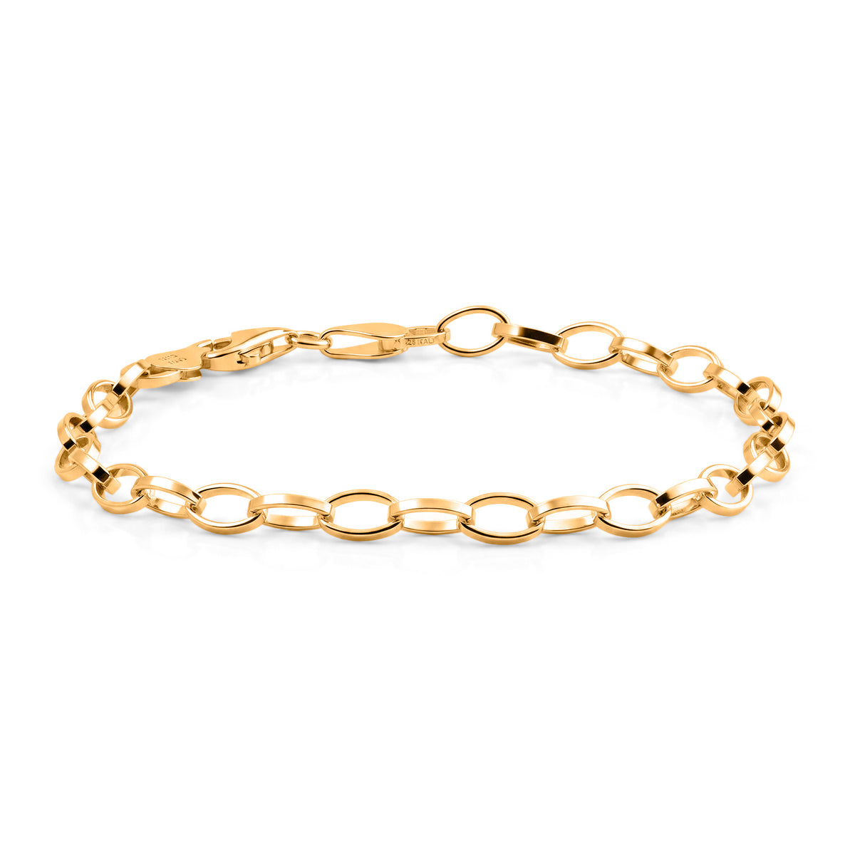 Yellow Gold Plated Sterling Silver Romy Chain Bracelet (Size - 7.5) with Lobster Clasp V32515949 0