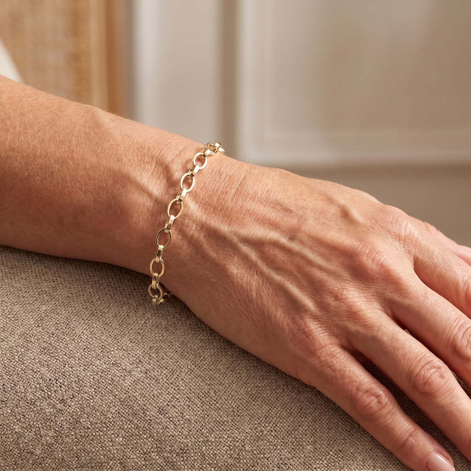 Yellow Gold Plated Sterling Silver Romy Chain Bracelet (Size - 7.5) with Lobster Clasp V32515949 1