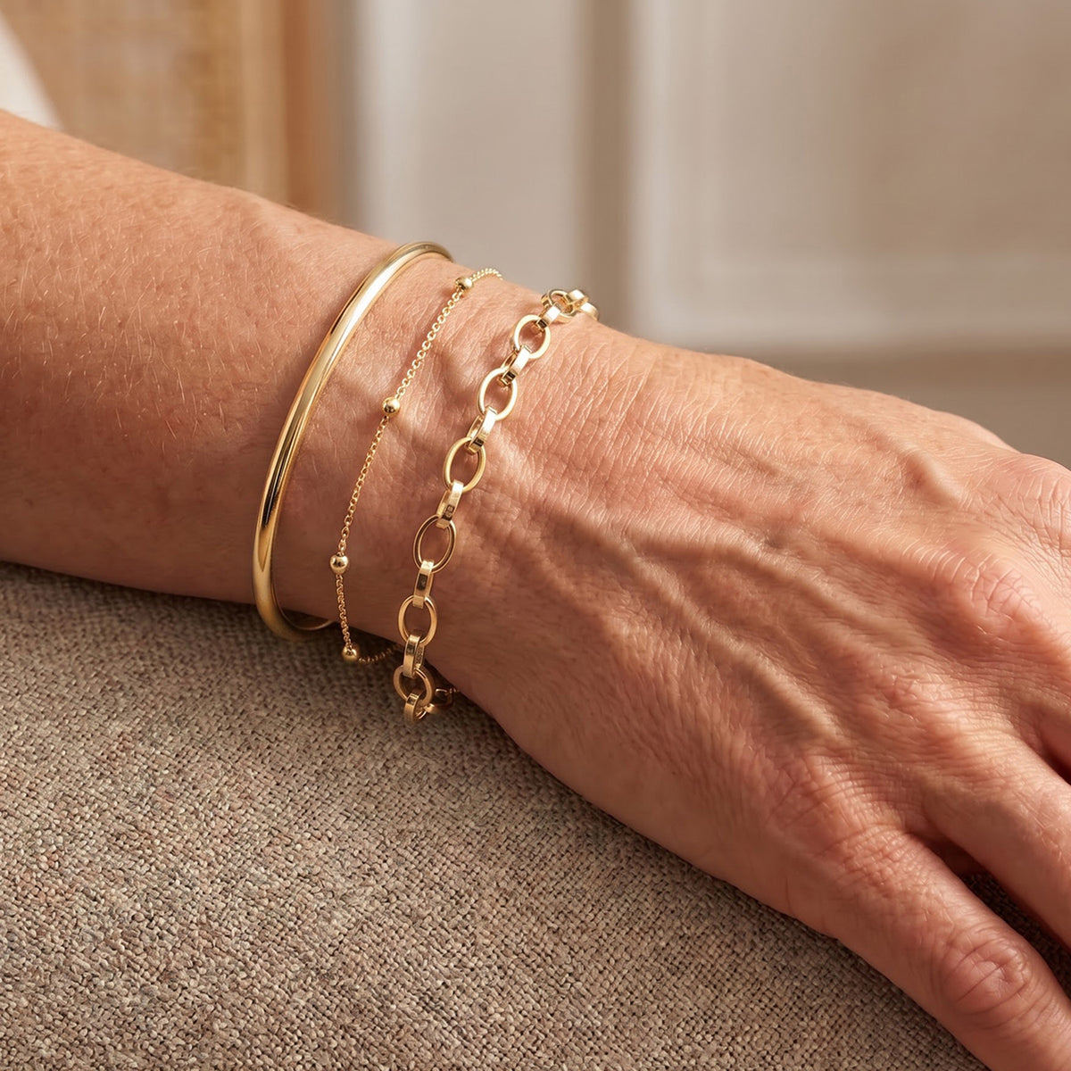 Yellow Gold Plated Sterling Silver Romy Chain Bracelet (Size - 7.5) with Lobster Clasp V32515949 2