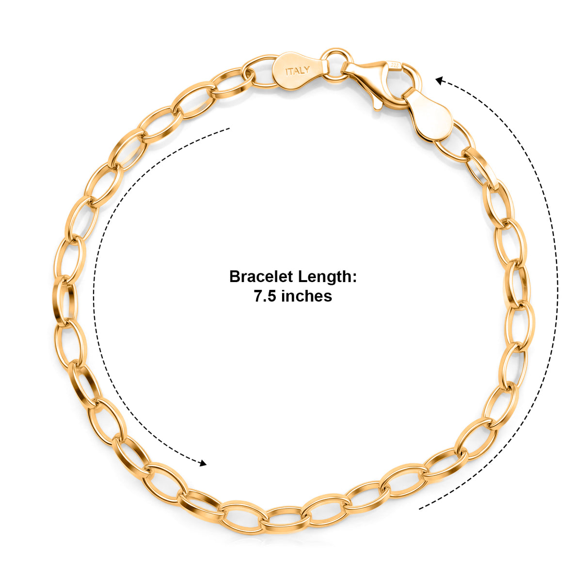 Yellow Gold Plated Sterling Silver Romy Chain Bracelet (Size - 7.5) with Lobster Clasp V32515949 5