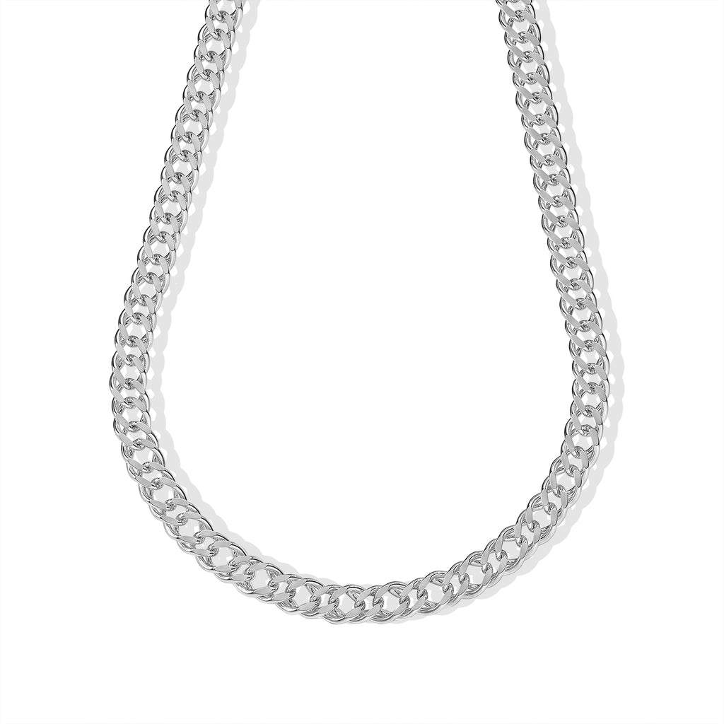 Italian Made-  Sterling Silver Double Curb Necklace (Size - 20) with Lobster Clasp_8616394