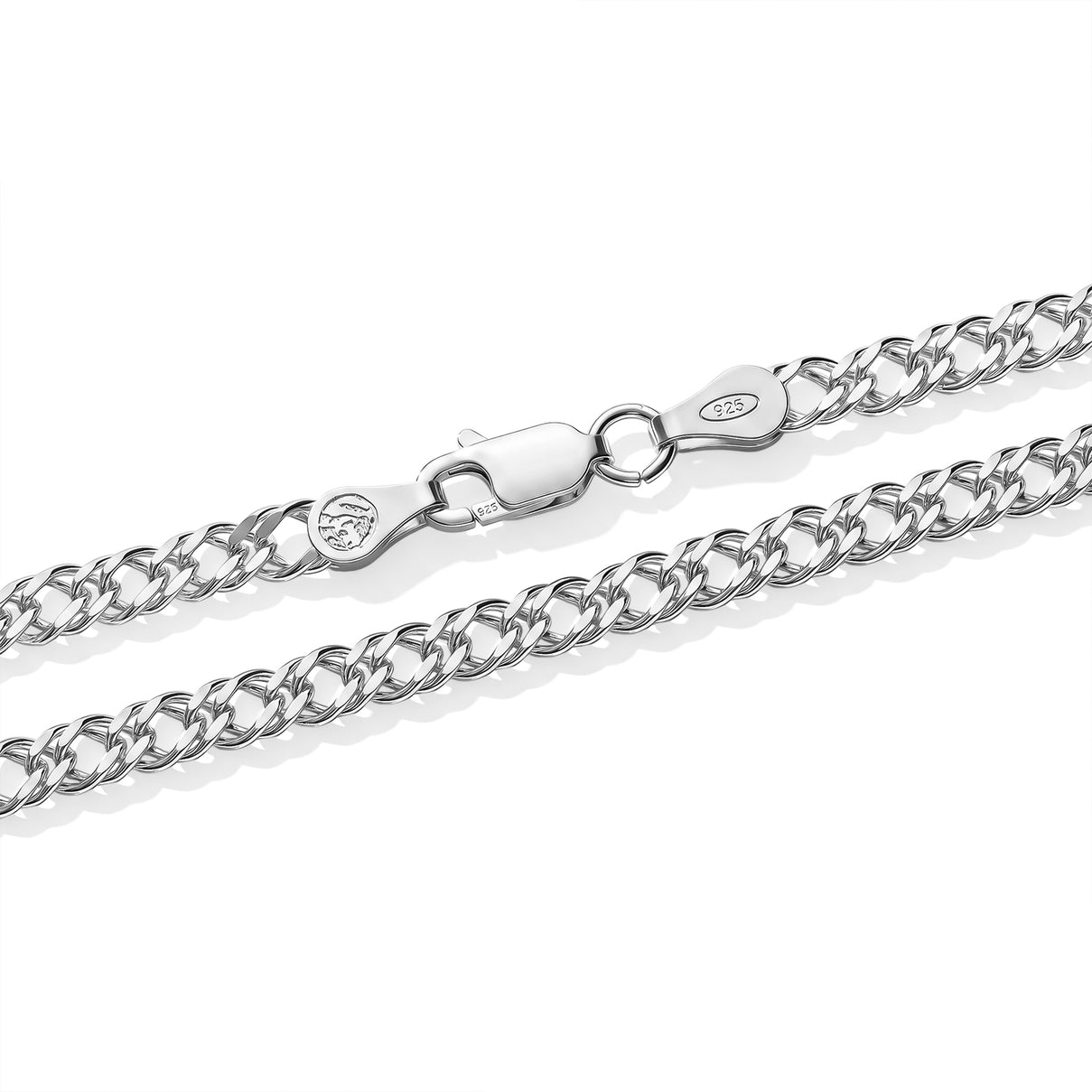 Italian Made-  Sterling Silver Double Curb Necklace (Size - 20) with Lobster Clasp V32521299 1