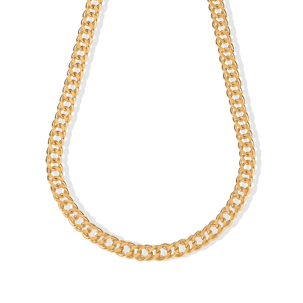 Italian Made- Yellow Gold Plated Sterling Silver Double Curb Necklace (Size - 20) with Lobster Clasp_8616395
