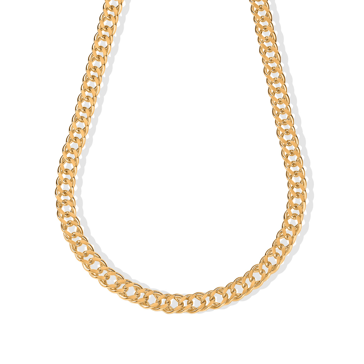 Italian Made- Yellow Gold Plated Sterling Silver Double Curb Necklace (Size - 20) with Lobster Clasp 8616395 0