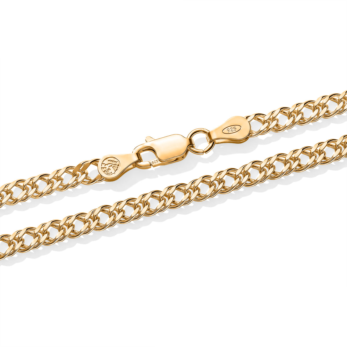 Italian Made- Yellow Gold Plated Sterling Silver Double Curb Necklace (Size - 20) with Lobster Clasp 8616395 1