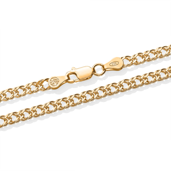 Italian Made- Yellow Gold Plated Sterling Silver Double Curb Necklace (Size - 20) with Lobster Clasp 8616395 2