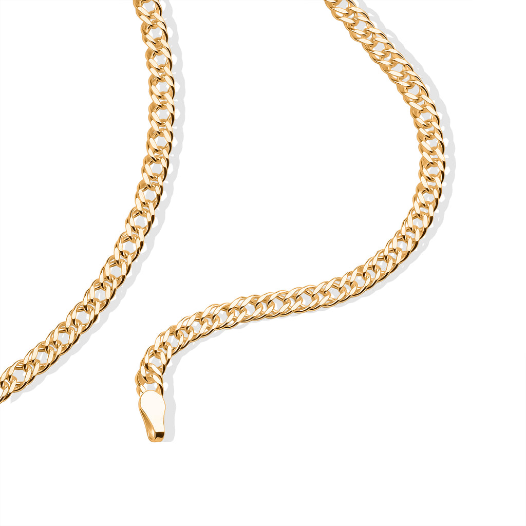 Italian Made- Yellow Gold Plated Sterling Silver Double Curb Necklace (Size - 20) with Lobster Clasp_8616395_2