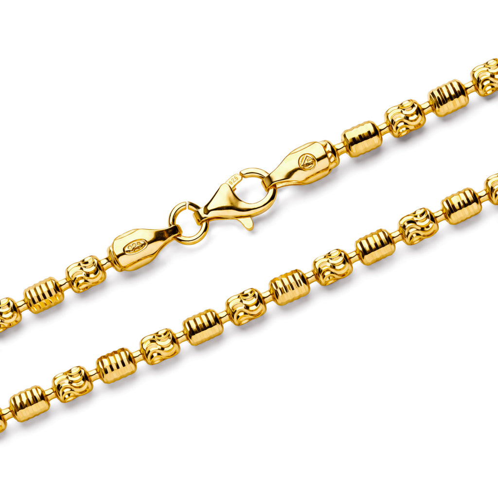 Yellow Gold Plated Sterling Silver Barrel Typhoon Necklace (Size - 20) with Lobster Clasp, Silver Wt. 12.73 Gms_8616437_1