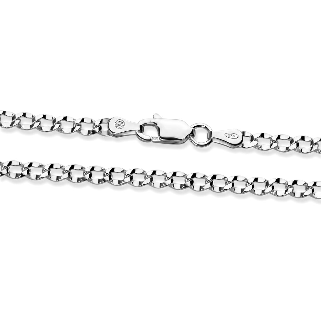 Sterling Silver Deck Pave Curb Necklace (Size - 20) with Lobster Clasp_8616438_2
