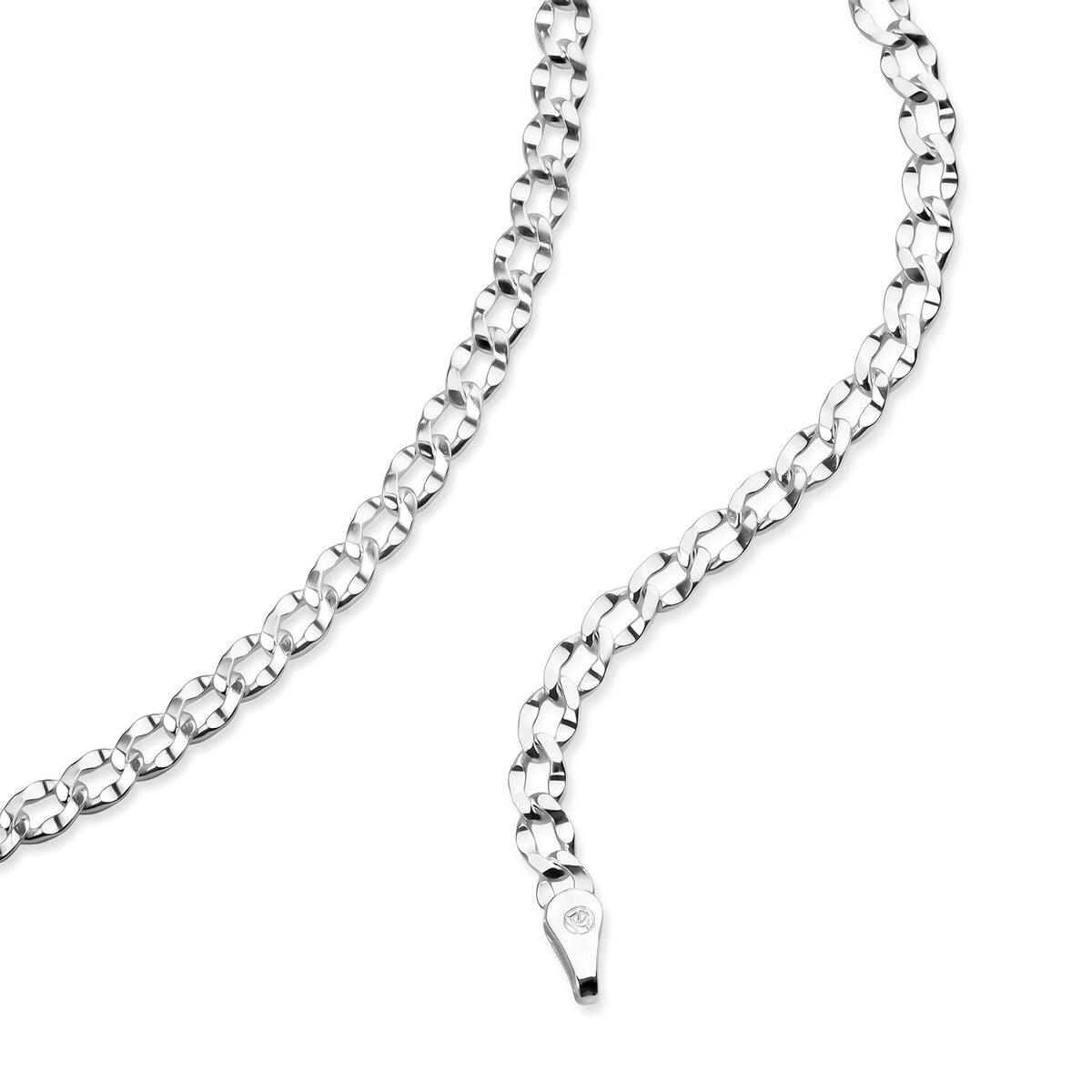 Sterling Silver Deck Pave Curb Necklace (Size - 20) with Lobster Clasp V32521293 3