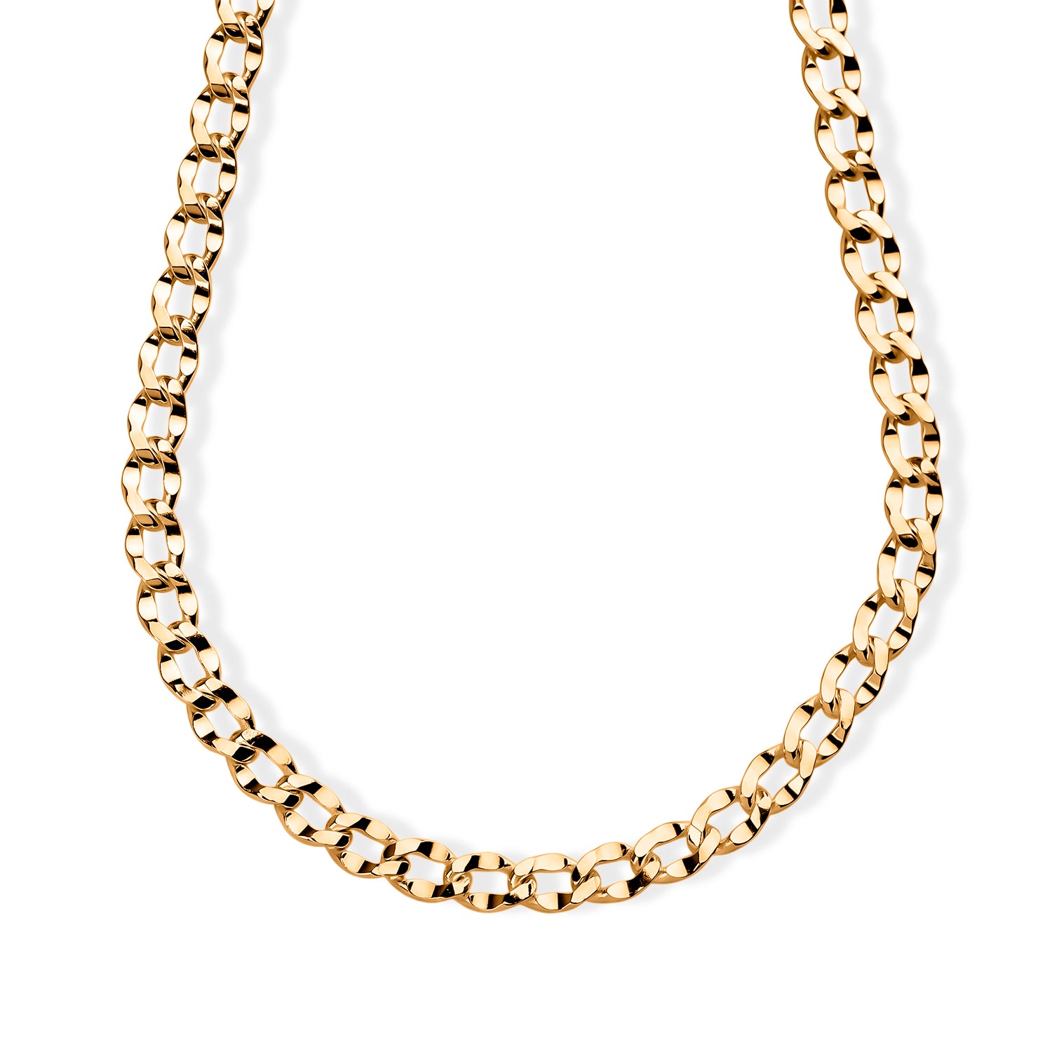 Yellow Gold Plated Sterling Silver Deck Pave Curb Necklace (Size - 20) with Lobster Clasp V32521959 0