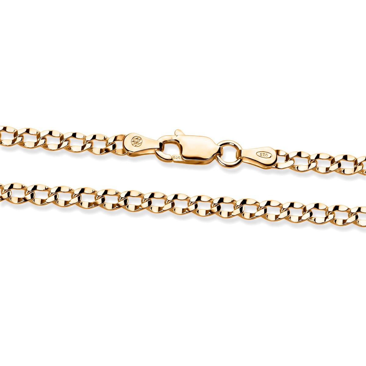 Yellow Gold Plated Sterling Silver Deck Pave Curb Necklace (Size - 20) with Lobster Clasp V32521959 2