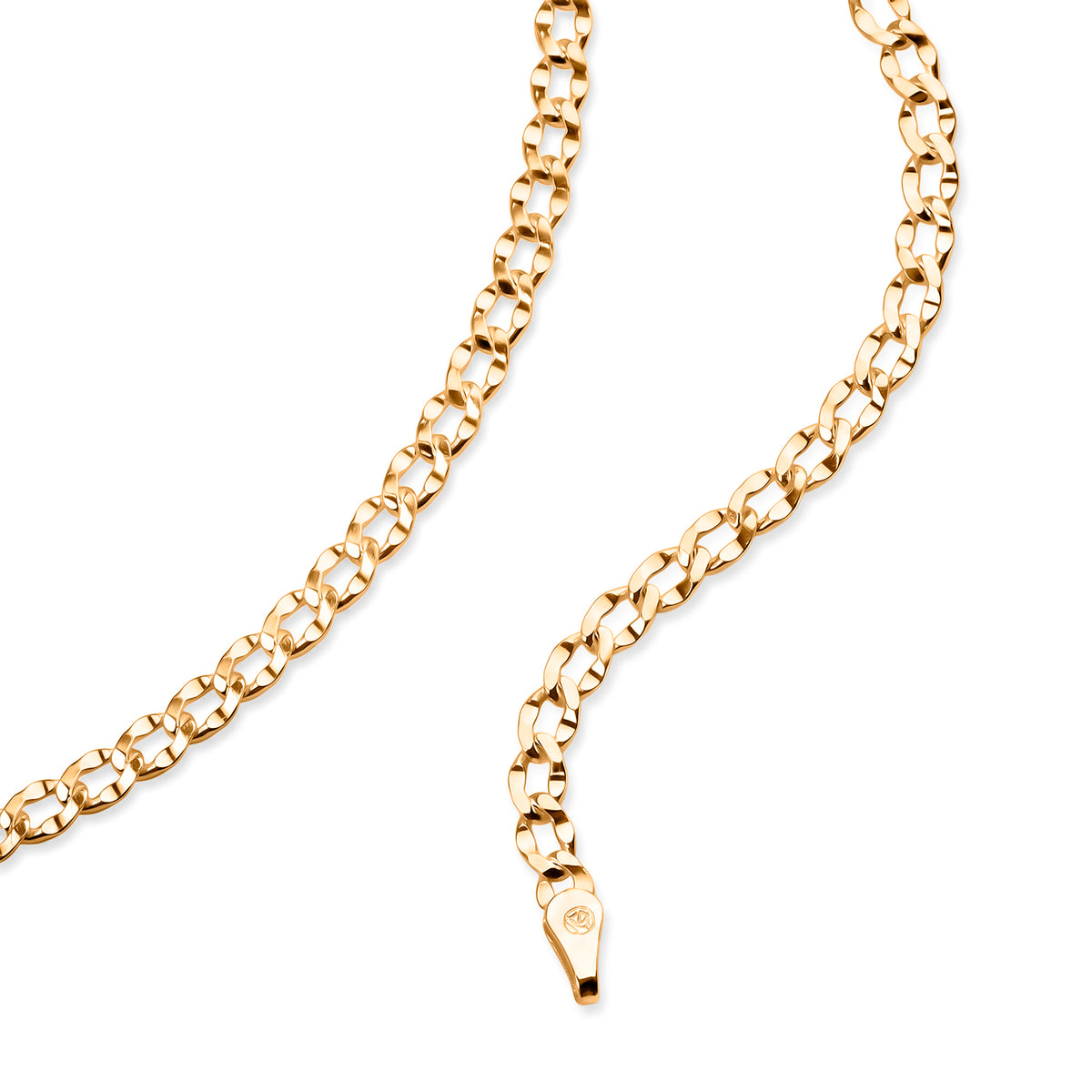 Yellow Gold Plated Sterling Silver Deck Pave Curb Necklace (Size - 20) with Lobster Clasp V32521959 3