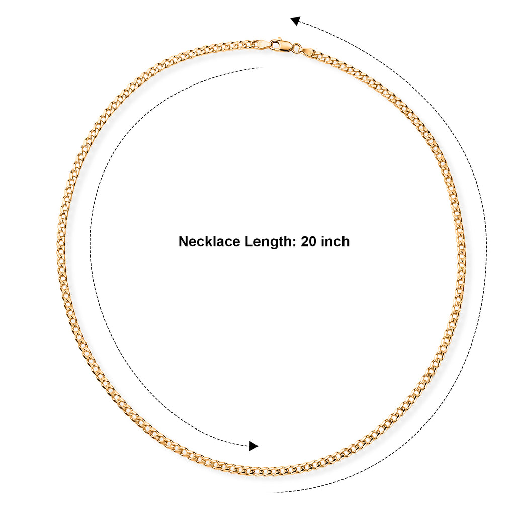 Yellow Gold Plated Sterling Silver Deck Pave Curb Necklace (Size - 20) with Lobster Clasp_8616494_4