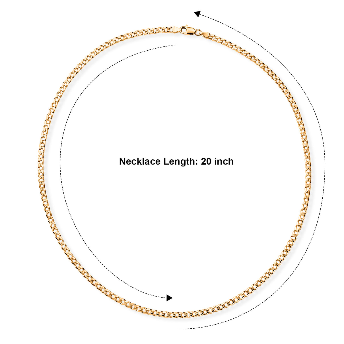 Yellow Gold Plated Sterling Silver Deck Pave Curb Necklace (Size - 20) with Lobster Clasp V32521959 4