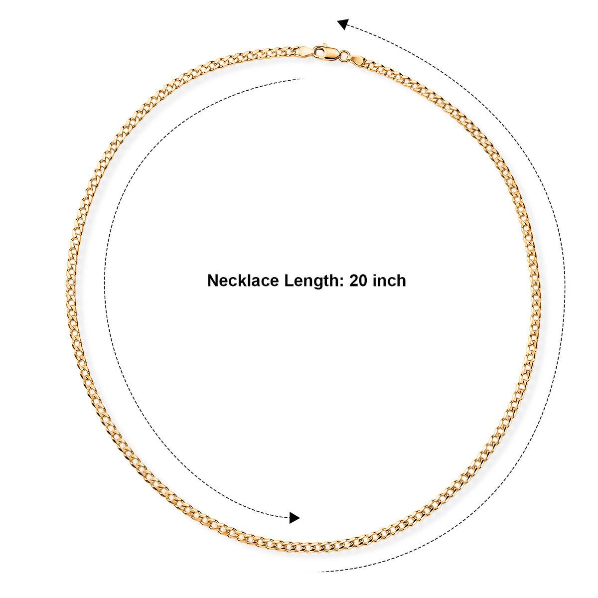 Yellow Gold Plated Sterling Silver Deck Pave Curb Necklace (Size - 20) with Lobster Clasp V32521959 4