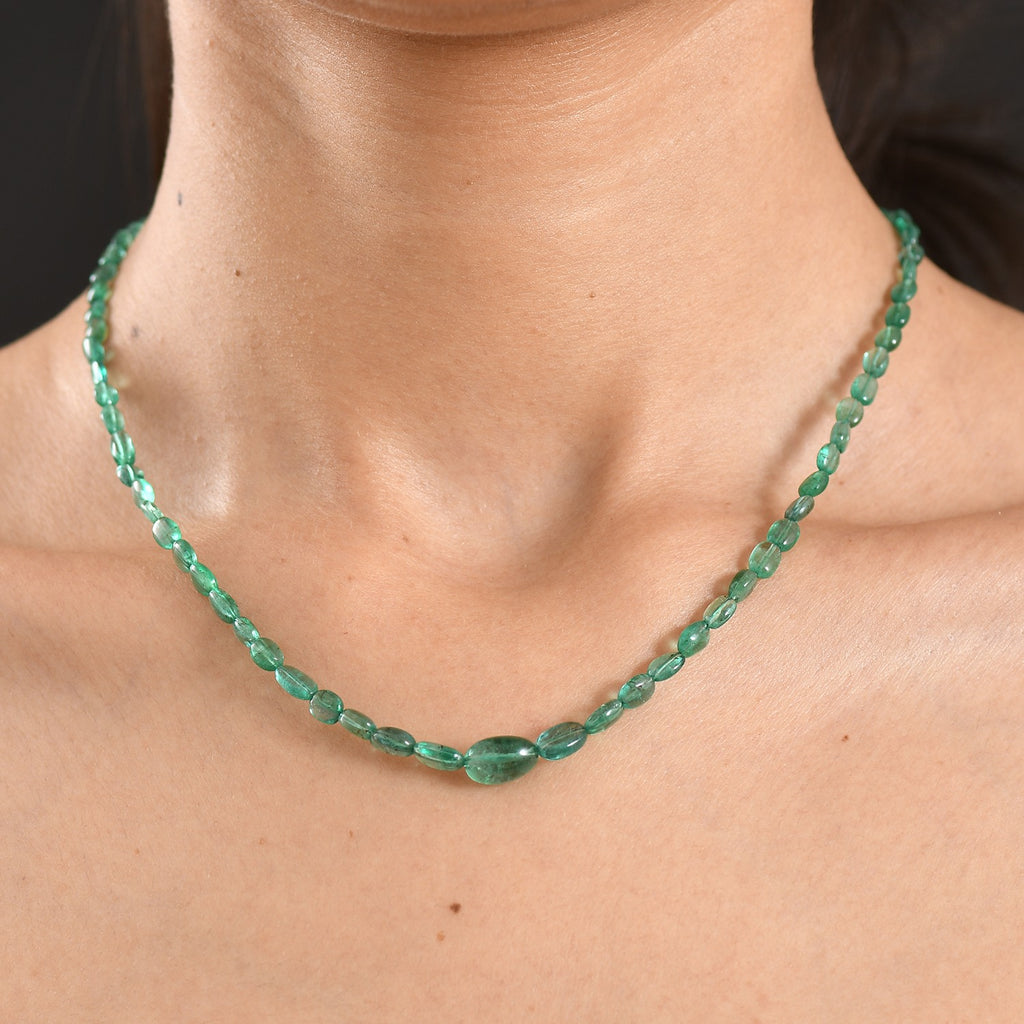 Rhapsody 950 Platinum AAAA Zambian Emerald Necklace (Size - 18), Platinum Wt.1.3 Gms  45.000  Ct._8616760_1
