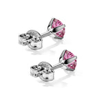 D'Joy - Pink Moissanite Solitaire Stud Push Post Earring in Rhodium Overlay Sterling Silver_8616865_3