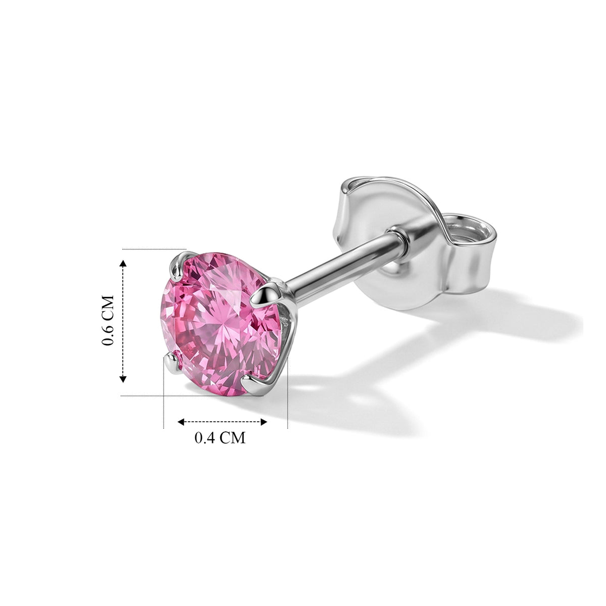 D'Joy - Pink Moissanite Solitaire Stud Push Post Earring in Rhodium Overlay Sterling Silver V32514169 4