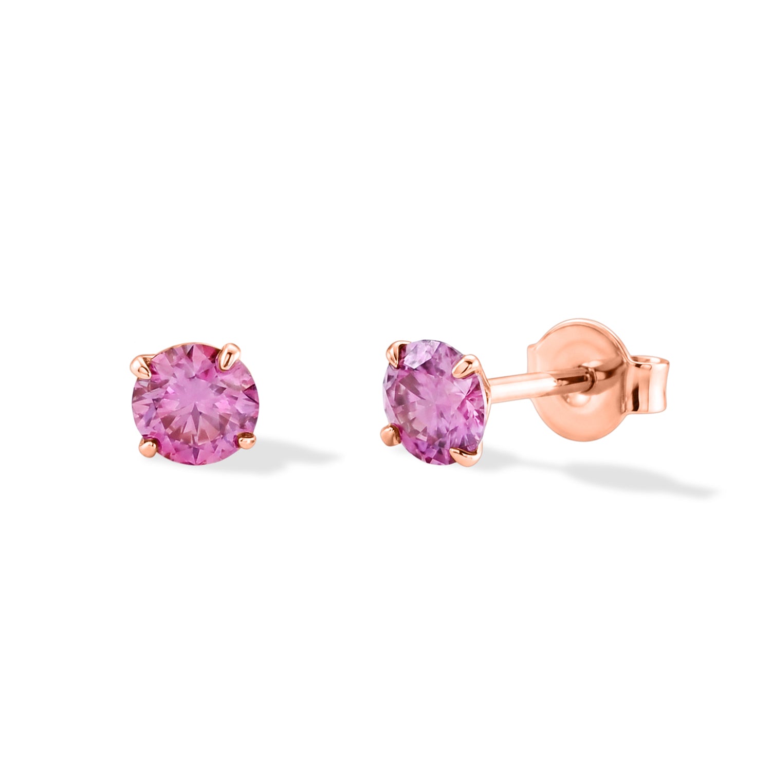 D'Joy - Pink Moissanite Solitaire Stud Push Post Earring in Rose Gold Plated Sterling Silver V32513918 0
