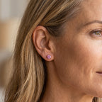 D'Joy - Pink Moissanite Solitaire Stud Push Post Earring in Rose Gold Plated Sterling Silver_8616866_1