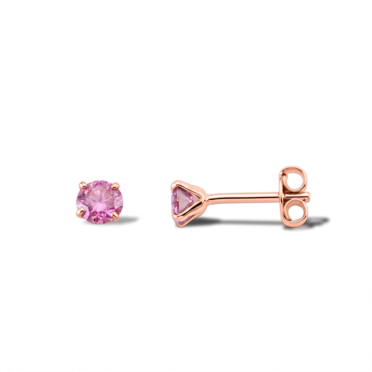 D'Joy - Pink Moissanite Solitaire Stud Push Post Earring in Rose Gold Plated Sterling Silver V32513918 4