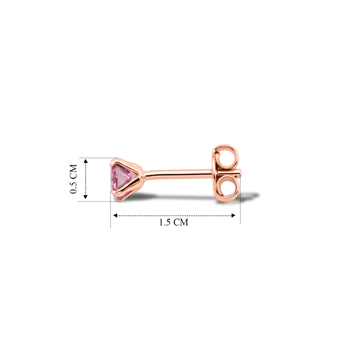 D'Joy - Pink Moissanite Solitaire Stud Push Post Earring in Rose Gold Plated Sterling Silver V32513918 5