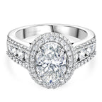 Luxuriant - SGL Certified Lab Grown Diamond (SI/G-H) Halo Ring in Rhodium Overlay Sterling Silver 3.00 Ct._8617160