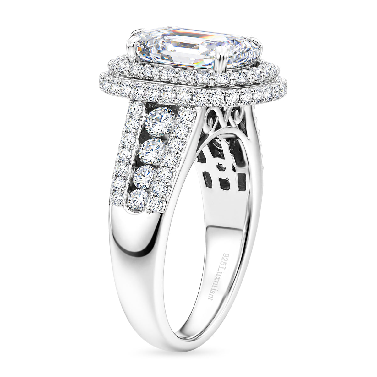 Luxuriant - SGL Certified Lab Grown Diamond (SI/G-H) Halo Ring in Rhodium Overlay Sterling Silver 3.00 Ct. 8617160 4