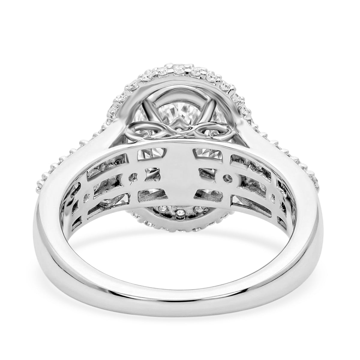 Luxuriant - SGL Certified Lab Grown Diamond (SI/G-H) Halo Ring in Rhodium Overlay Sterling Silver 3.00 Ct. 8617160 5