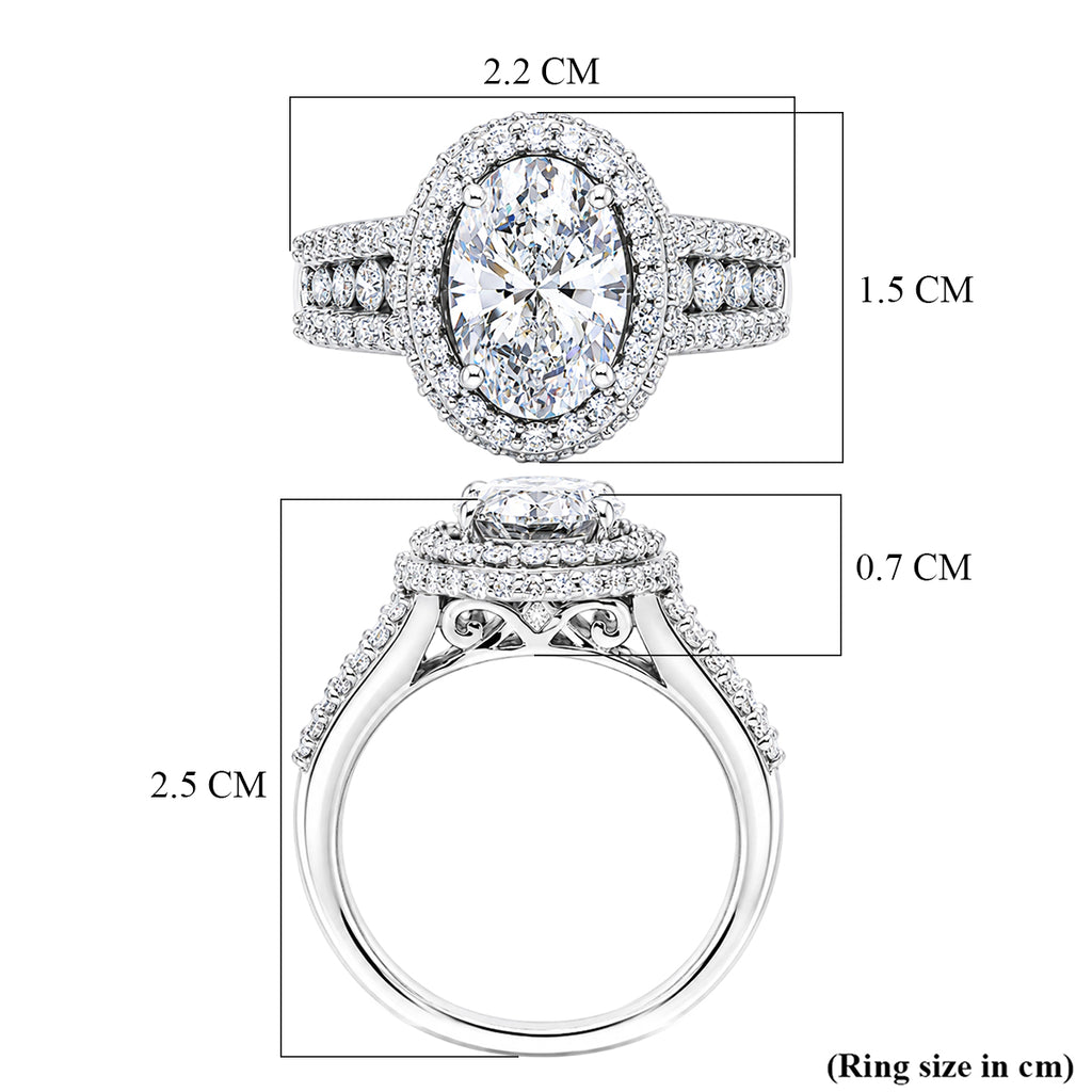 Luxuriant - SGL Certified Lab Grown Diamond (SI/G-H) Halo Ring in Rhodium Overlay Sterling Silver 3.00 Ct._8617160_5