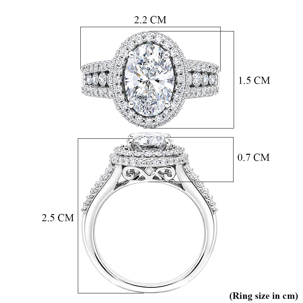 Luxuriant - SGL Certified Lab Grown Diamond (SI/G-H) Halo Ring in Rhodium Overlay Sterling Silver 3.00 Ct. 8617184 6