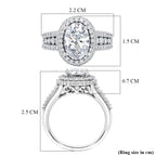 Luxuriant - SGL Certified Lab Grown Diamond (SI/G-H) Halo Ring in Rhodium Overlay Sterling Silver 3.00 Ct._8617184_5