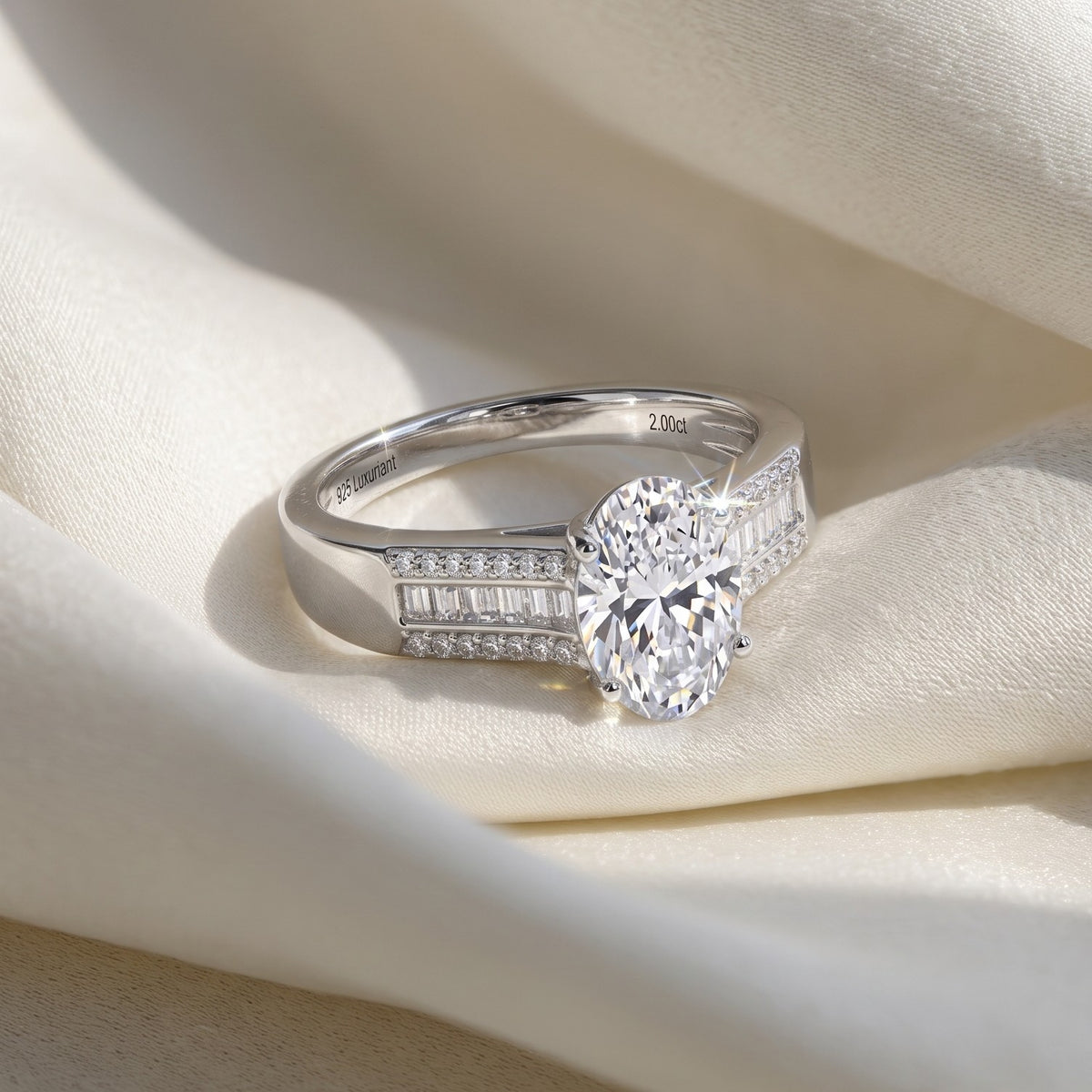 LUXURIANT 2 Ct. Lab Grown Diamond Statement Ring in Rhodium Overlay Sterling Silver (SI-G-H) 8617195 5