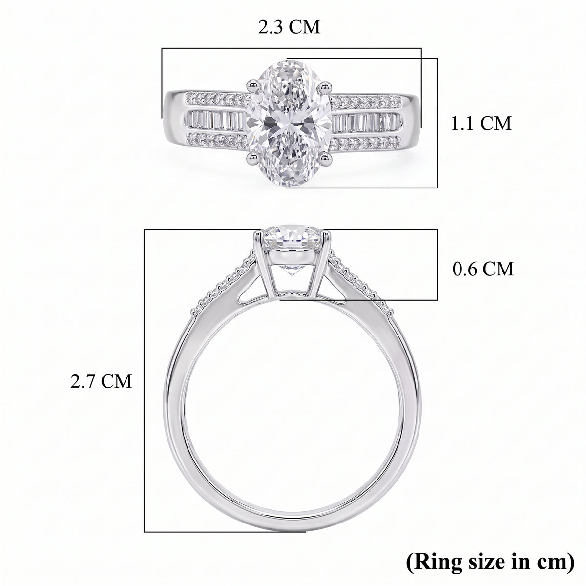 LUXURIANT 2 Ct. Lab Grown Diamond Statement Ring in Rhodium Overlay Sterling Silver (SI-G-H) 8617195 7