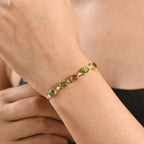 Luxuriant - Ammolite & Lab Grown Diamond (SI/G-H) Adjustable Bracelet (Size - 10.5) in 18K Vermeil Yellow Gold Plated Sterling Silver 4.50 Ct._8617214_1