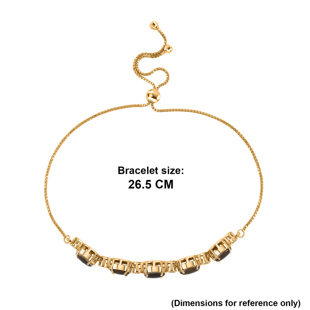 Luxuriant - Ammolite & Lab Grown Diamond (SI/G-H) Adjustable Bracelet (Size - 10.5) in 18K Vermeil Yellow Gold Plated Sterling Silver 4.50 Ct._8617214_4