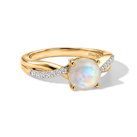 D'Joy - Rainbow Moonstone &amp; Moissanite Ring in 18K Vermeil Yellow Gold Plated Sterling Silver 1.40 Ct. 8617230 1