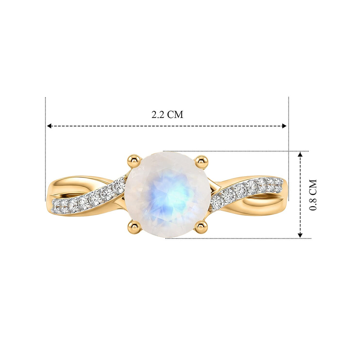 D'Joy - Rainbow Moonstone &amp; Moissanite Ring in 18K Vermeil Yellow Gold Plated Sterling Silver 1.40 Ct. V32564611 7