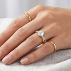 D'Joy - Rainbow Moonstone & Moissanite Ring in 18K Vermeil Yellow Gold Plated Sterling Silver 1.40 Ct._8617233_1