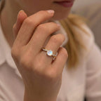 D'Joy - Rainbow Moonstone & Moissanite Ring in 18K Vermeil Yellow Gold Plated Sterling Silver 1.40 Ct._8617233_3