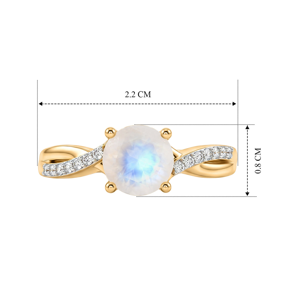 D'Joy - Rainbow Moonstone &amp; Moissanite Ring in 18K Vermeil Yellow Gold Plated Sterling Silver 1.40 Ct. V32519289 7