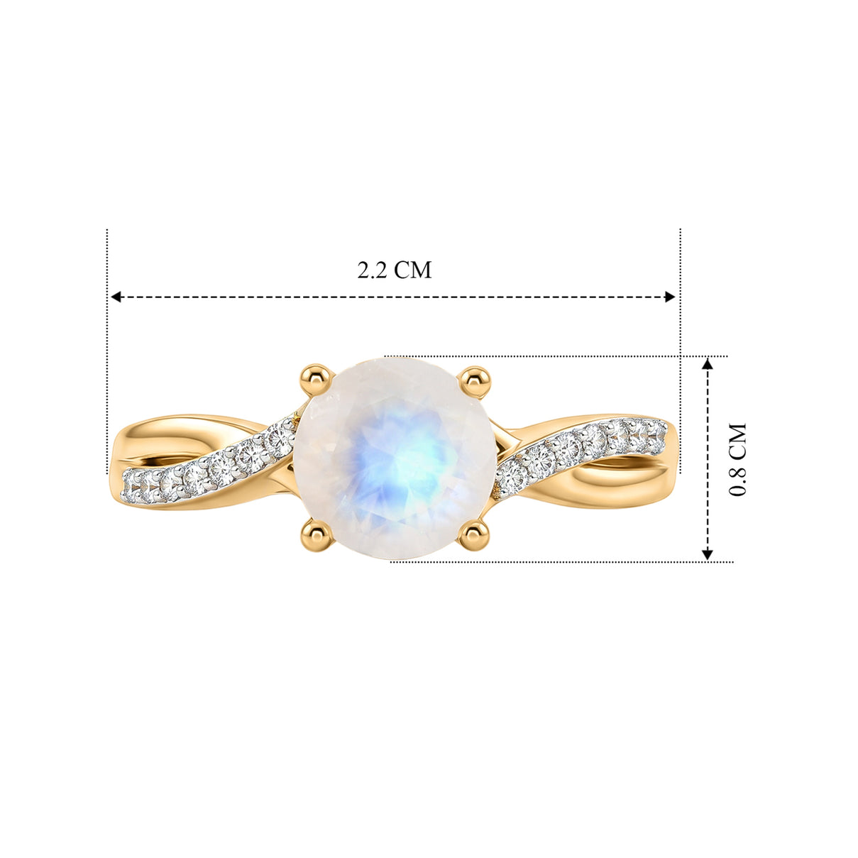 D'Joy - Rainbow Moonstone &amp; Moissanite Ring in 18K Vermeil Yellow Gold Plated Sterling Silver 1.40 Ct. V32523960 7