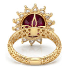 AAA African Ruby & Moissanite Halo Ring in 18K Vermeil Yellow Gold Plated Sterling Silver 8.14 Ct._8617503_7