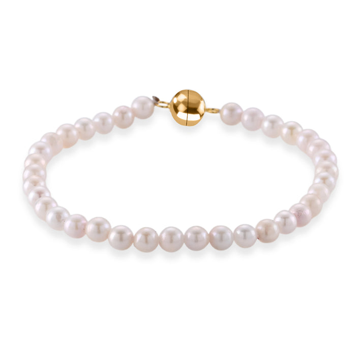 D'Joy - Japanese Akoya Pearl Beads Bracelet (Size - 7.5) with Magnetic Lock in Yellow Gold Plated Sterling Silver 35.00 Ct. 8617533 1