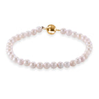 D'Joy - Japanese Akoya Pearl Beads Bracelet (Size - 8) with Magnetic Lock in Yellow Gold Plated Sterling Silver 40.00 Ct.