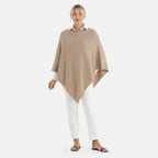 La Marey Women's Cashmere Touch Sequin Knitted Poncho Cape (One Size, 8-20) - Mocha_8617544